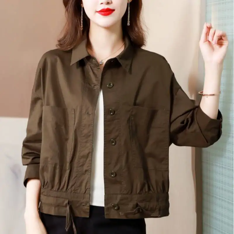 

Coffee Color Thin Coat Women's 2025 Spring Fall Clothing New Loose Temperament Casual Short Long-Sleeved Jackets