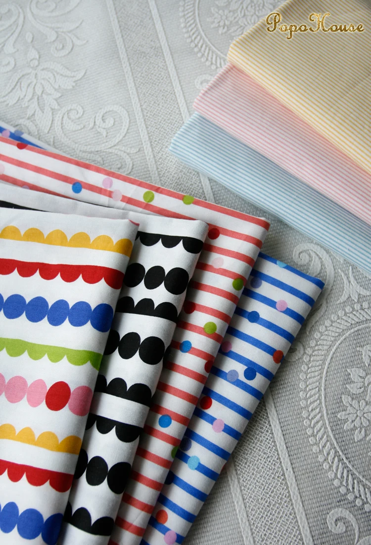 New Color Striped Twill Cotton Fabric Handmade Clothing Bedding Shell  DIY