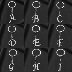 Fashion Metal A-Z Letters Stainless Steel Keychains Silver Color Car Key Ring for Couple 26 Initial Name Jewelry Bag Accessories