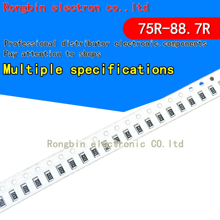 

100PCS 1206 SMD resistor 1% 1/2W 75R 76.8R 78.7R 80.6R 82R 84.5R 86.6R 88.7R