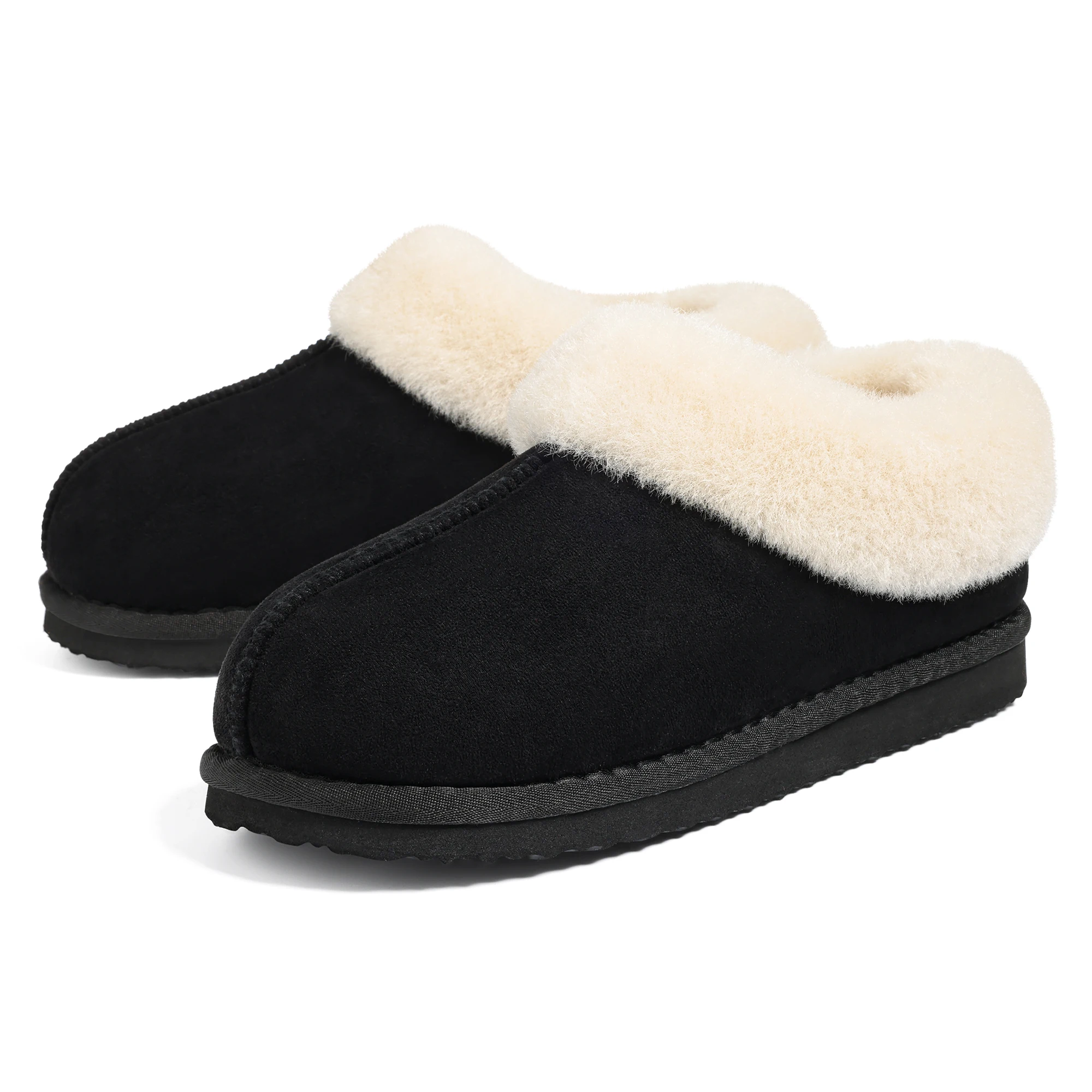 

Gacimy Men's Winter Fuzzy Slippers Women Fluffy Slides Indoor Outdoor Furry Cotton Shoes With Fur Collar Warm Plush House Slides