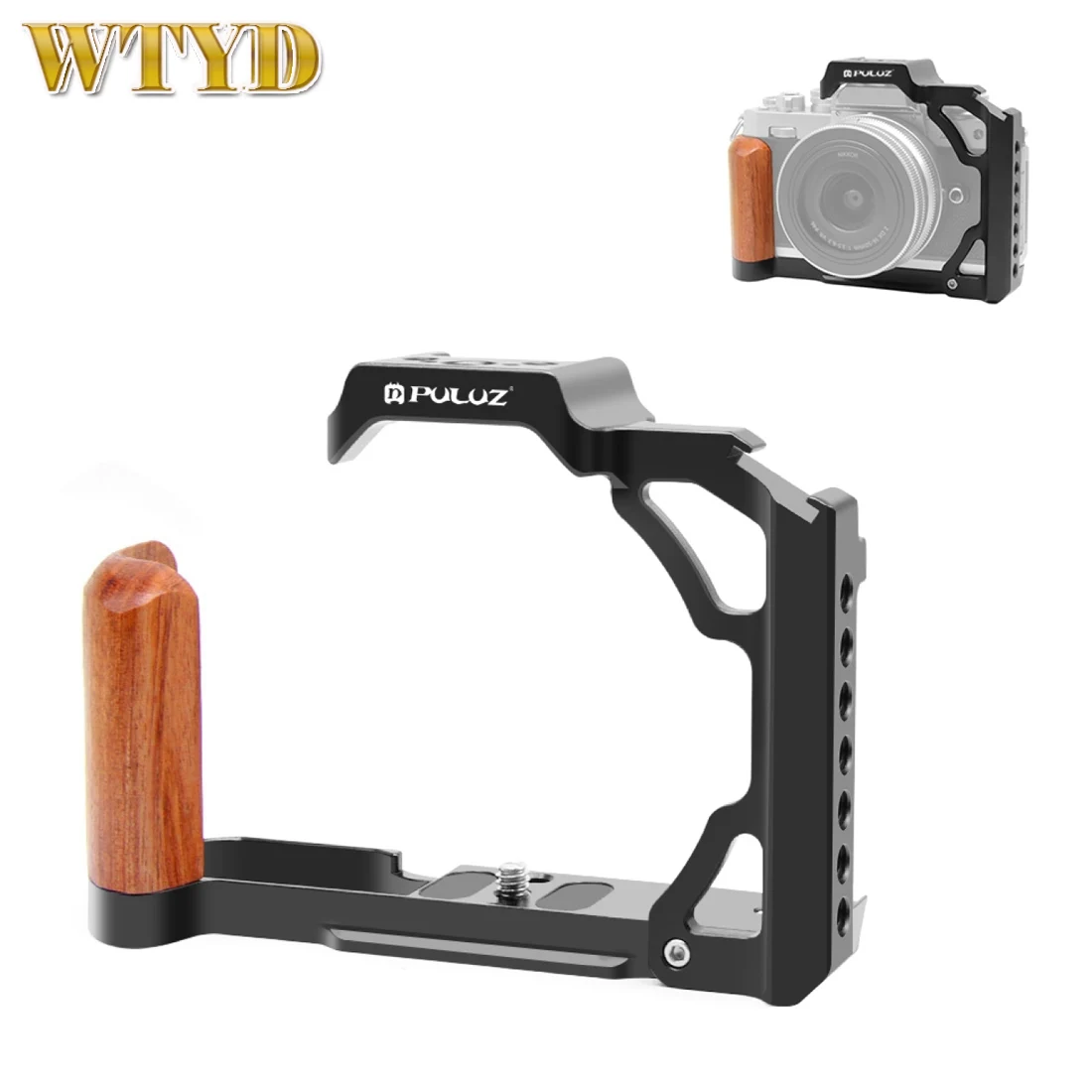 PULUZ Wood Handle Metal Camera Cage Stabilizer Rig For Nikon ZFC