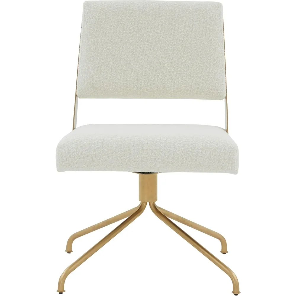 كرسي دوار فاخر باللون العاجي والذهبي من مجموعة SAFAVIEH Couture #3