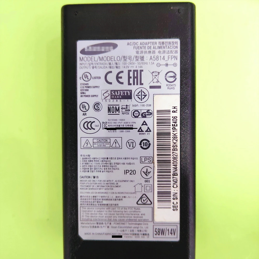 BN44-00827B dobra praca A5814-FPN zasilania monitora Adapter DC 14V 4.14A 58W zasilacz BN4400827B A5814 FPN