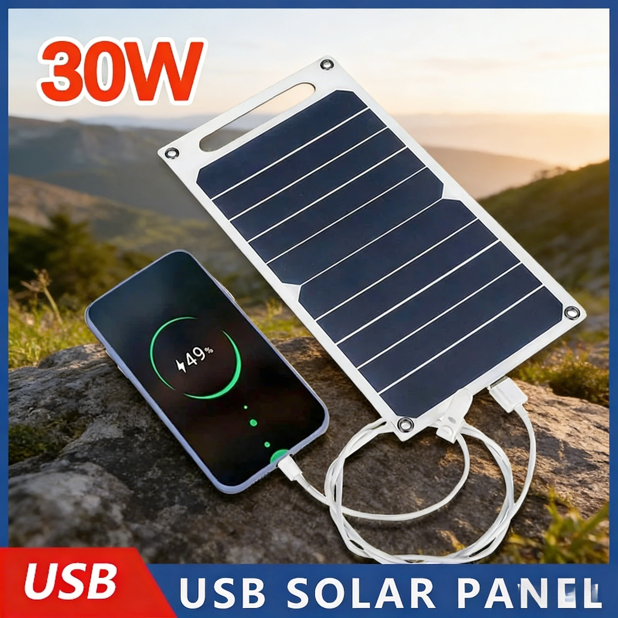 Solar Panel With USB Waterproof Outdoor Hiking And Camping Portable Battery Mobile Phone Charging Bank Charging Panel 6V