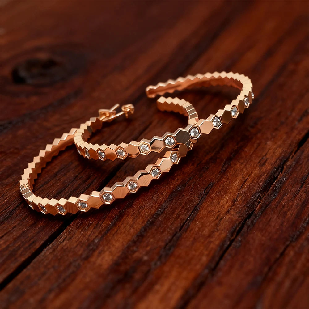 

2025 Trendy Jewelry New Interdiamond Honeycomb Earrings Fashion High Luxury Versatile Women's Style Ear Hanger