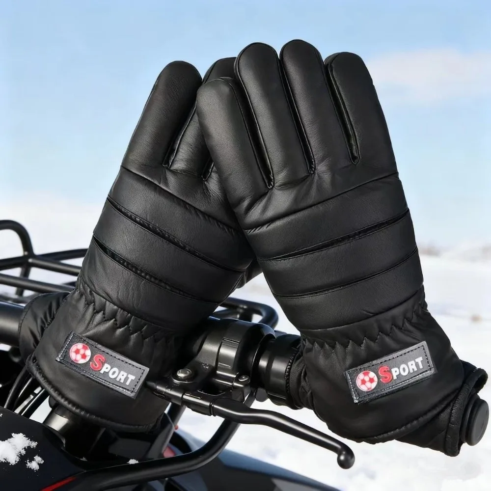 

Новые перчатки из искусственной кожи, ветрозащитные теплые варежки для вождения, холодостойкие перчатки с длинными пальцами, унисекс