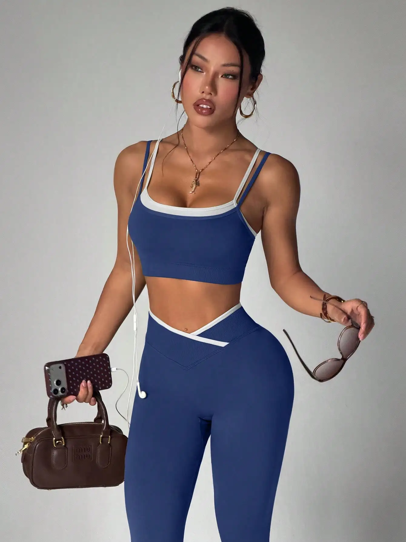 Women's Seamless Yoga Set 2 Piece Sports Bra High Waist Leggings Adjustable Straps V Waist Butt Lift Workout