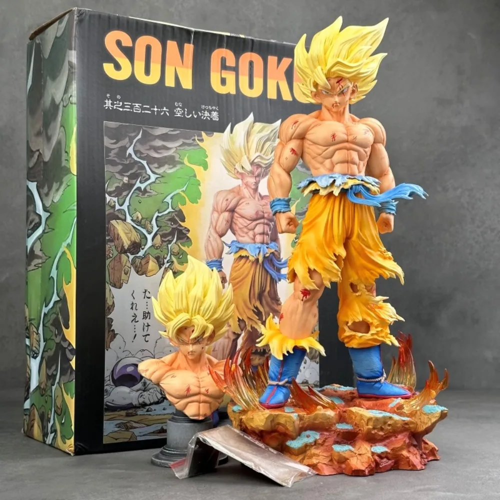 

Bandai Dragon Ball Z Son Goku Super Saiyan Statue 35cm Large Action Figure Model Collectible Toys with Replaceable Heads Figure