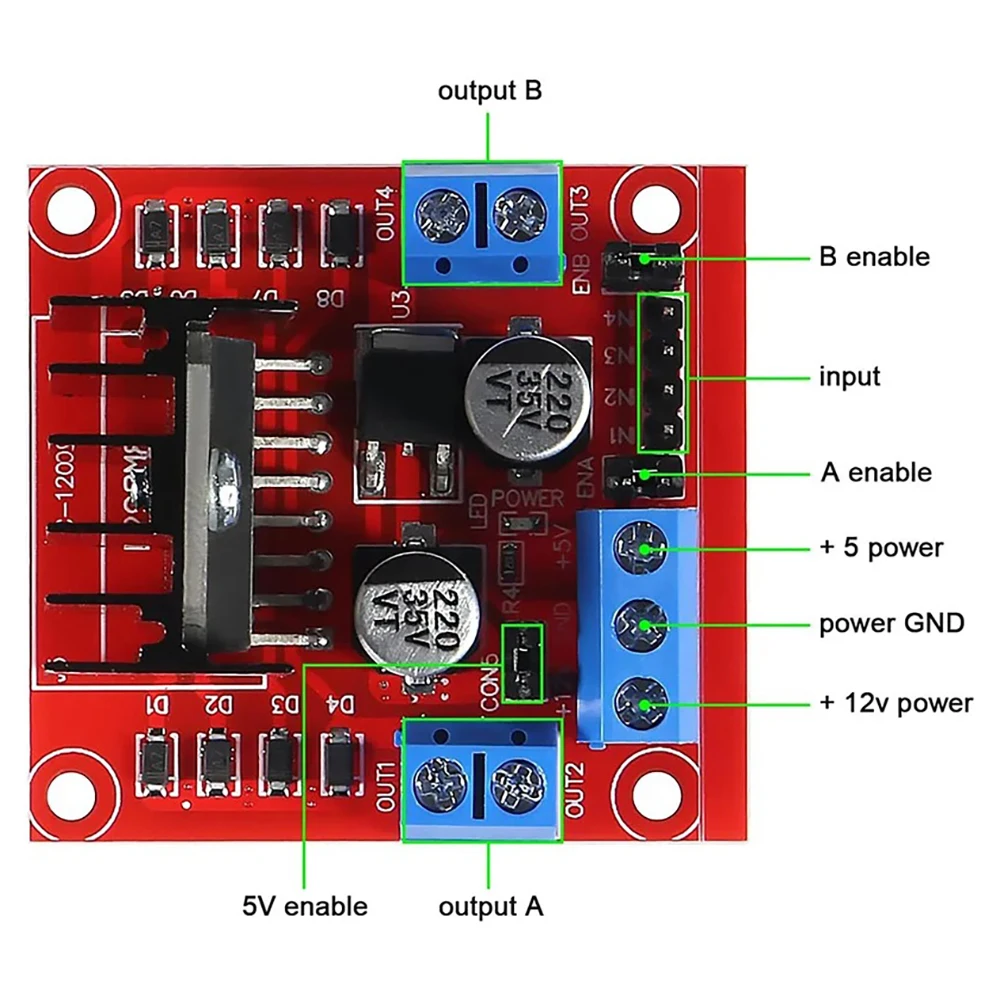 1/2/5/10pcs L298N Dual H Bridge Motor Driver Module DC Stepper Motor Controller Board for Arduino ESP32 ESP8266 Smart Robot Car