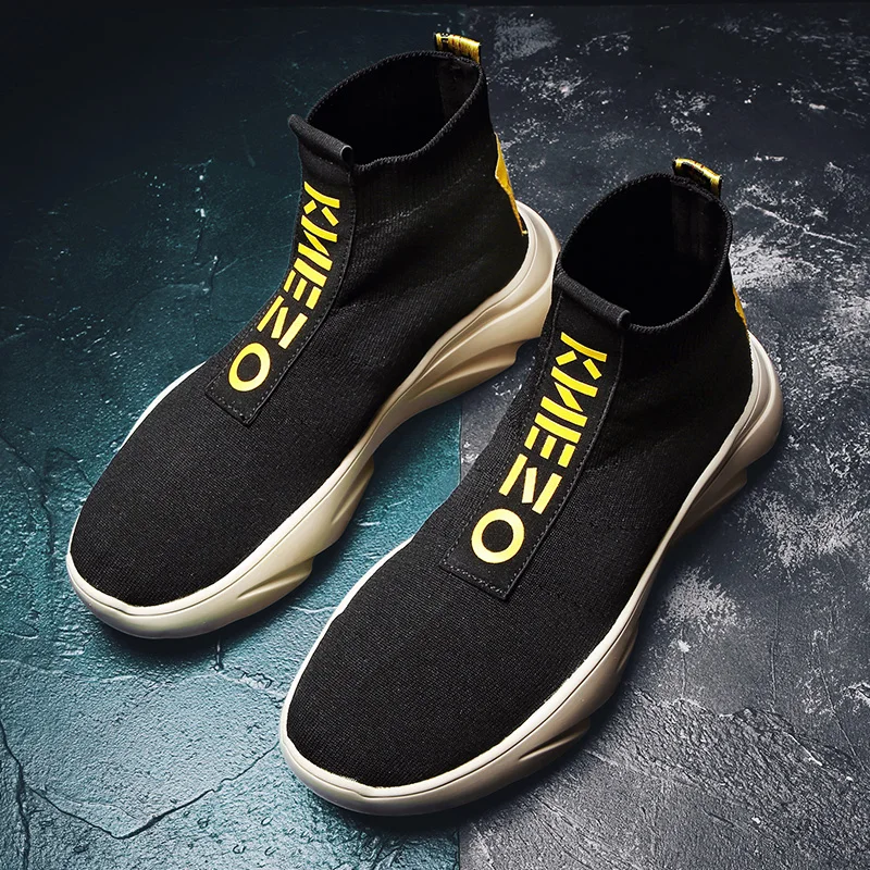 Men Vulcanized Shoes High Top Casual Sports Shoes Breathable Jogging Shoes Platform Sneakers Socks Ankle Boots Chaussure Homme