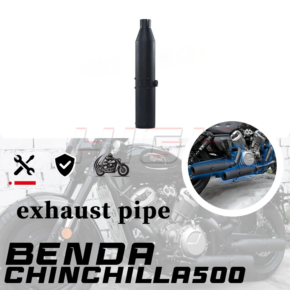 Central Valve Exhaust Pipe, Right Side Dual Outlet Adjustable Deep Sound for BENDA CHINCHILLA 500