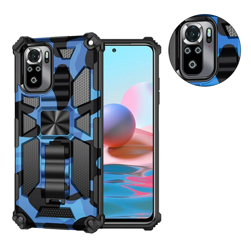 Case For Redmi Note Note 13pro Plus12 pro 12T 11pro 12 5G 10c 11 10A Lite Camouflage Protective Grade Rugged Cover with bracket