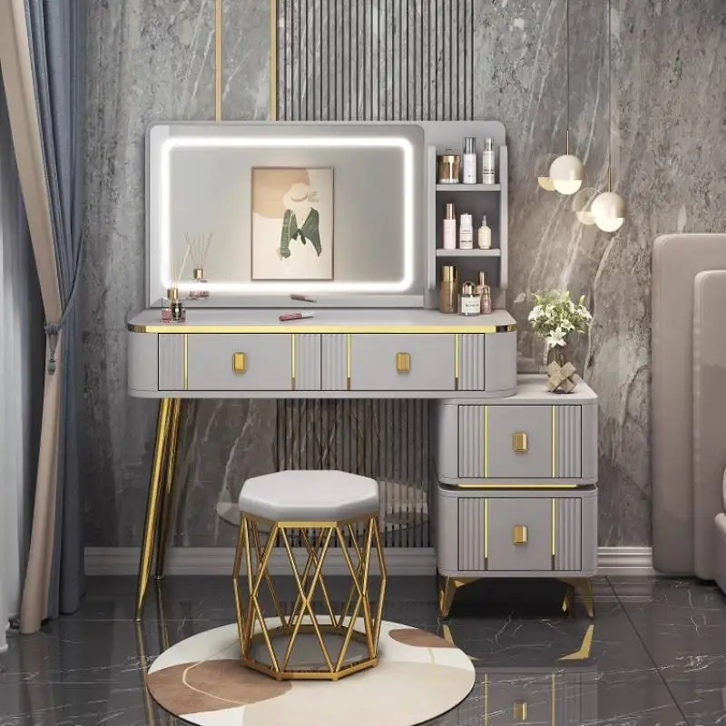 

Professional Modern Vanity Table Nordic Aesthetic Organizer Dressers Vanity Table Mirror Salon Coiffeuse De Chambre Furniture