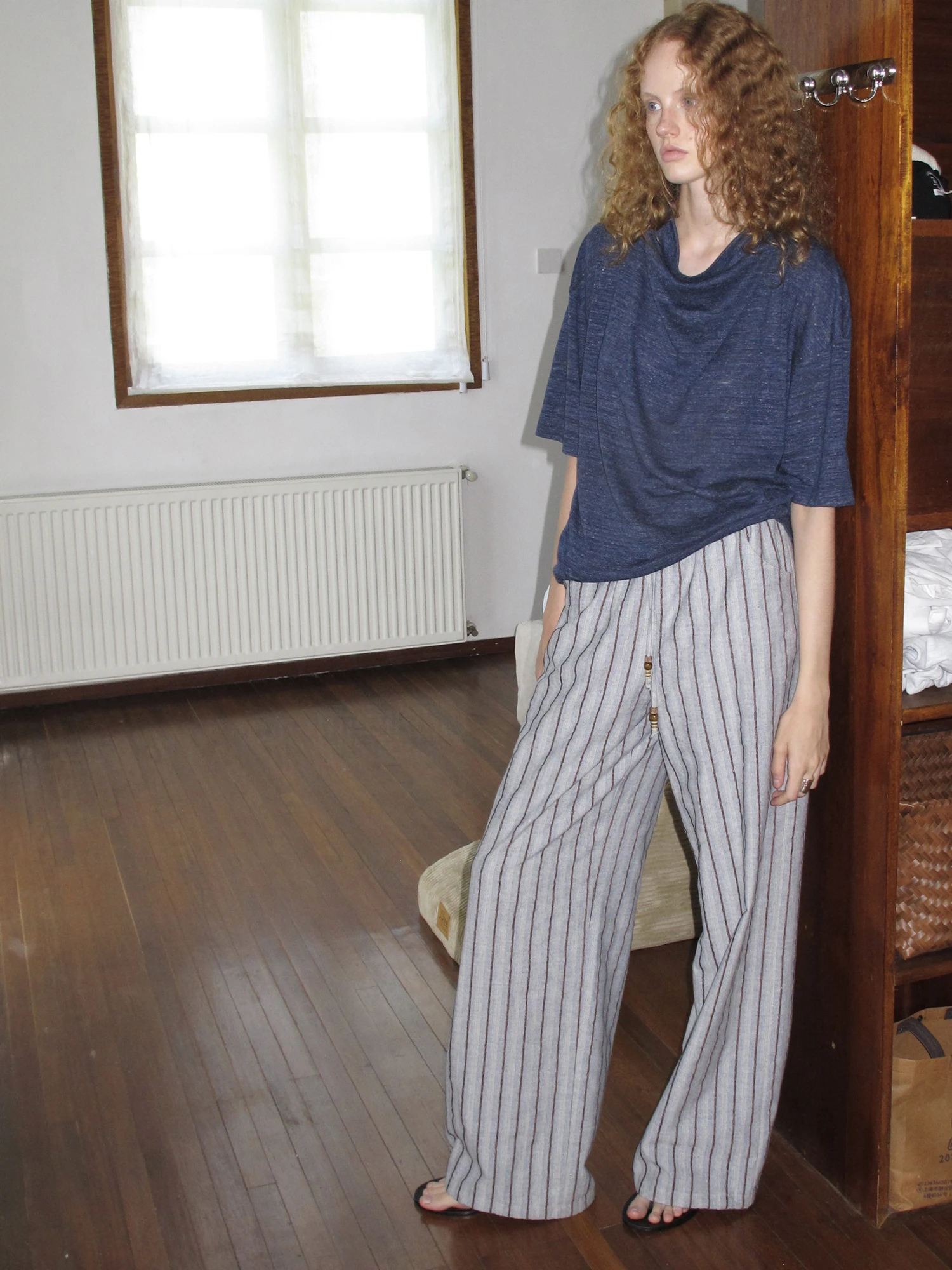 

Molin mat Design Bamboo Texture Color Woven Linen Blend Cool Collar ort Sve T-irt Korean Sle Loose Fit Summer...