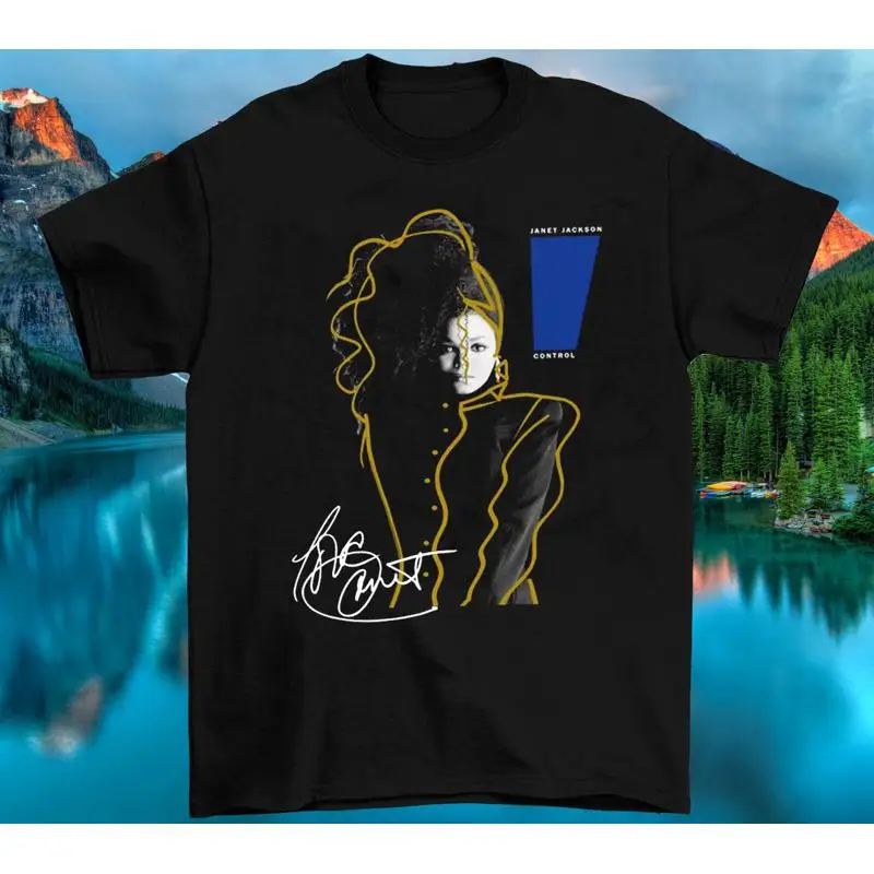 تي شيرت جانيت جاكسون سيجنتشر من القطن الثقيل باللون الأسود بجميع المقاسات