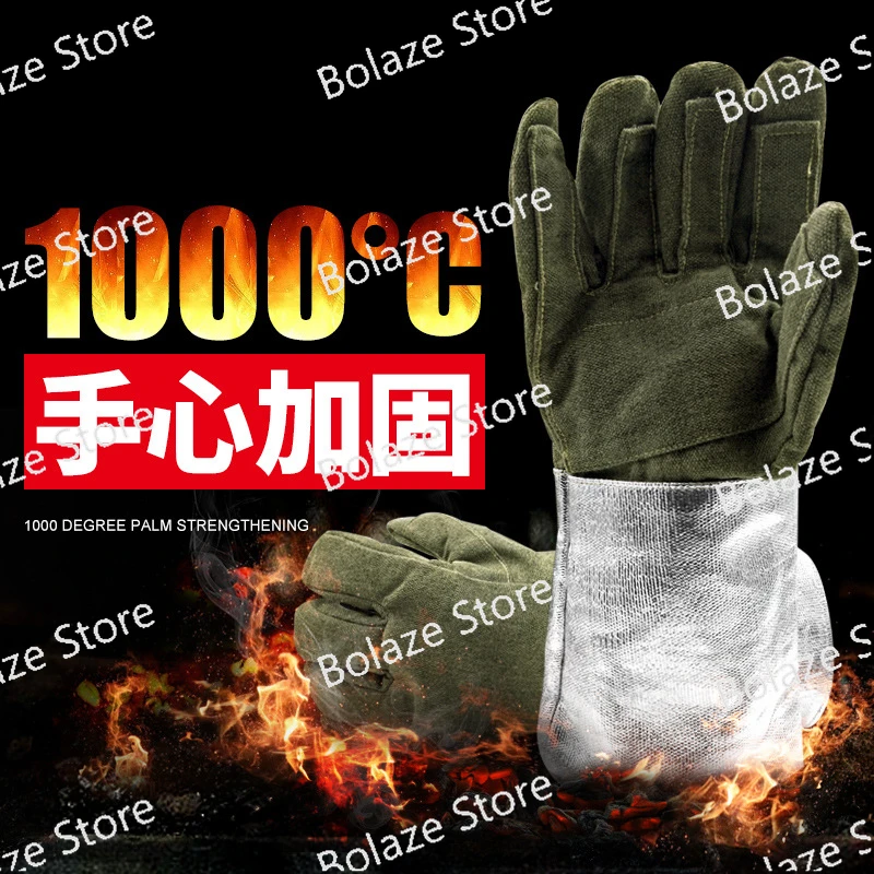 1000 degree high temperature gloves Heat insulation gloves five fingers flexible high temperature thickening