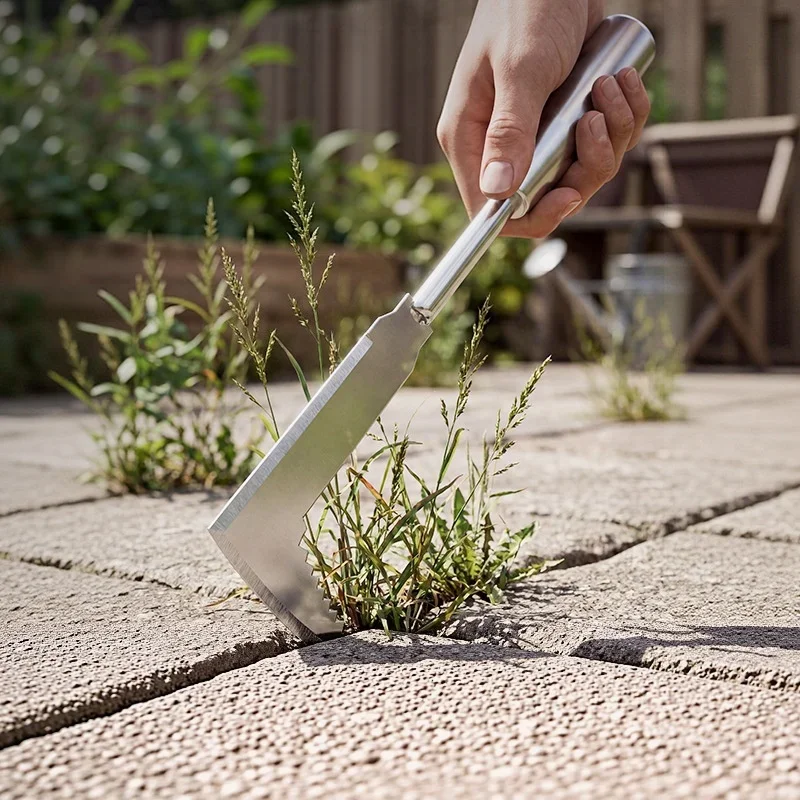 L-Shaped Multi-Purpose Stainless Steel Gap Weeding Tool,Garden Hand Tool, Used for Clearing Weeds in Yards, Terraces, and Lanes