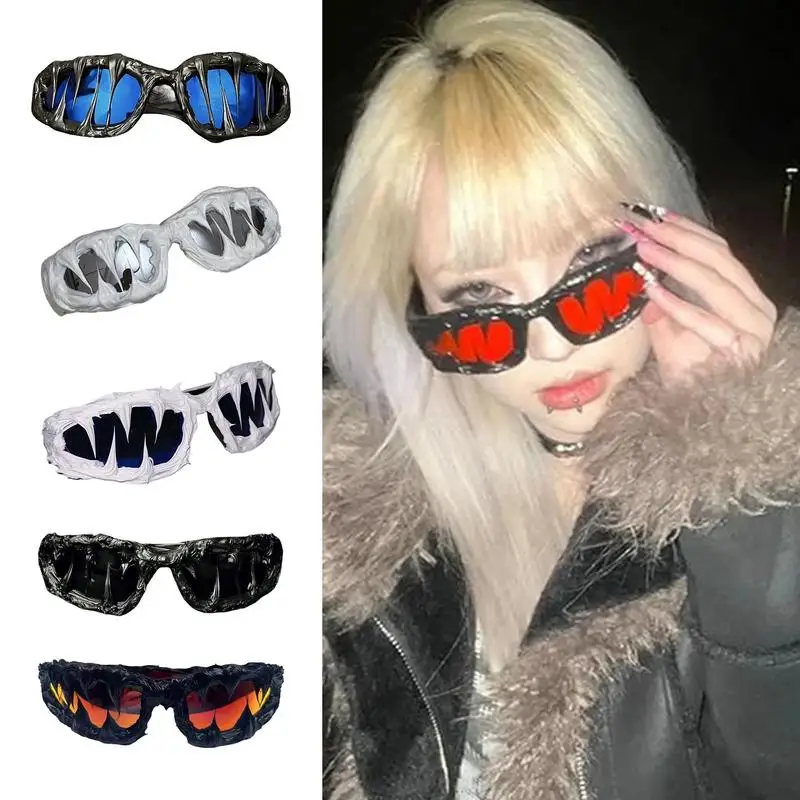 Y2K Wrap Around Sunglasses Handmade Drip Glue Sunglasses Wrap Around UV400 Protection Trendy Eye Wear Fashion Shield Shades For