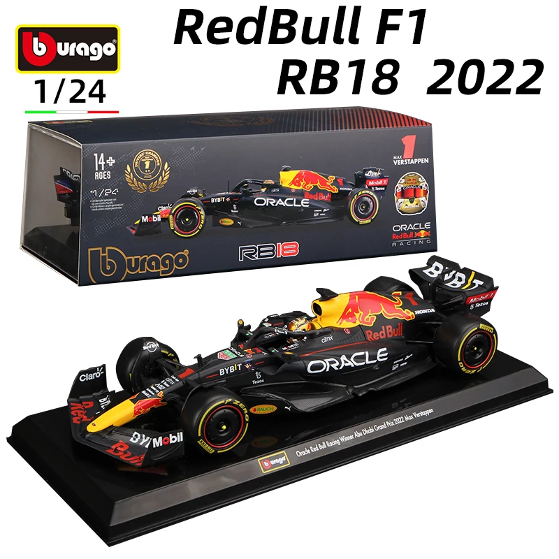 Bburago 1:24 RedBull RB18 2022 F1 Racing Alloy Car Model #1 Max Verstappen Formula Die Cast Vehicles Toys Diecast Voiture Gift
