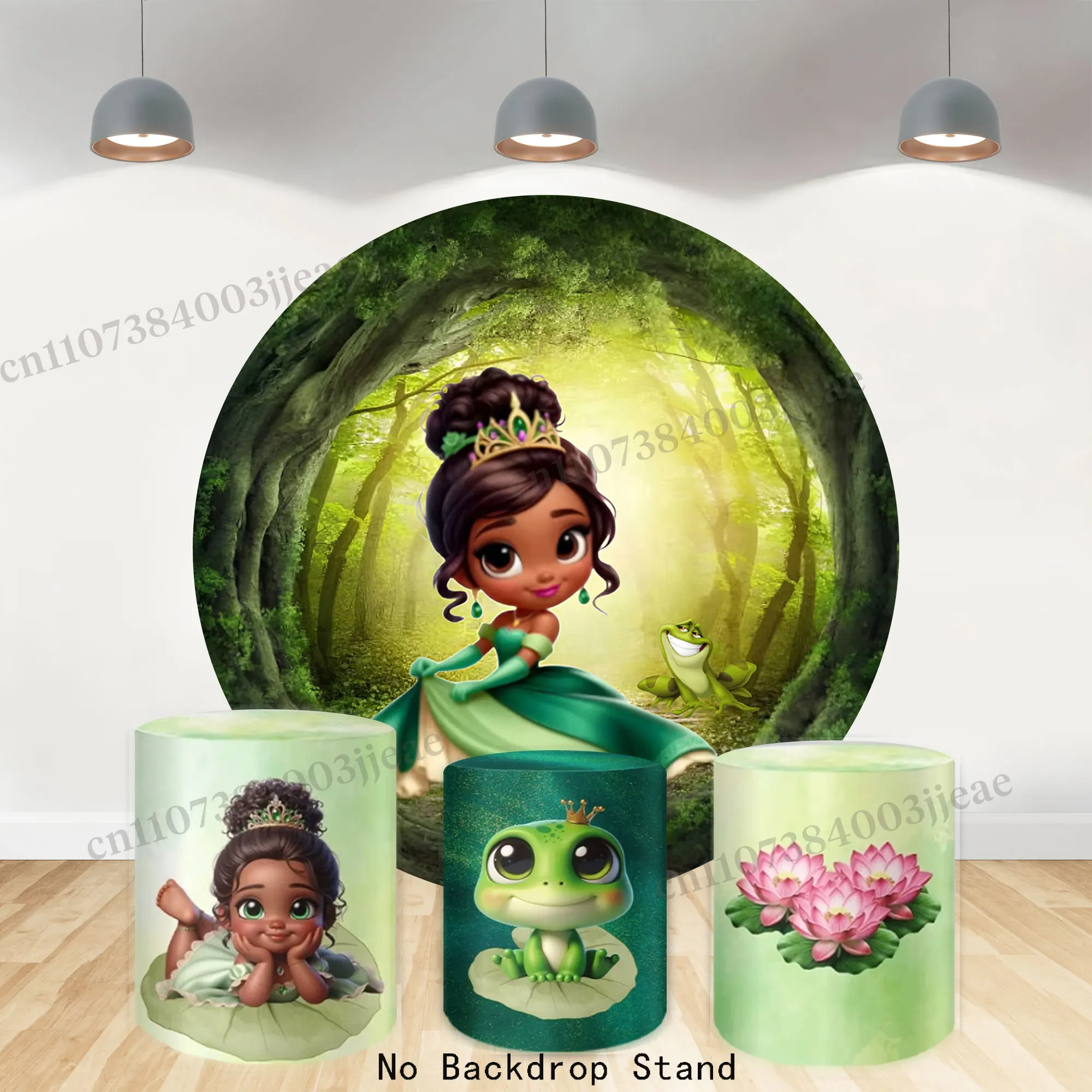 

The Princess and The Frog Round Backdrop Girls Birthday Party Cartoon Baby Decor Kids Shower Banner Background Photography Prop