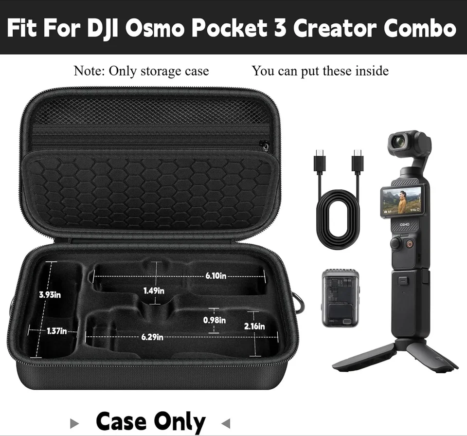 djiオズモポケット3コンボOsmo Pocket 3 専用 トラベルポーチ Case for Osmo Pocket 3 Creator Combo, Vlogging Camera Travel