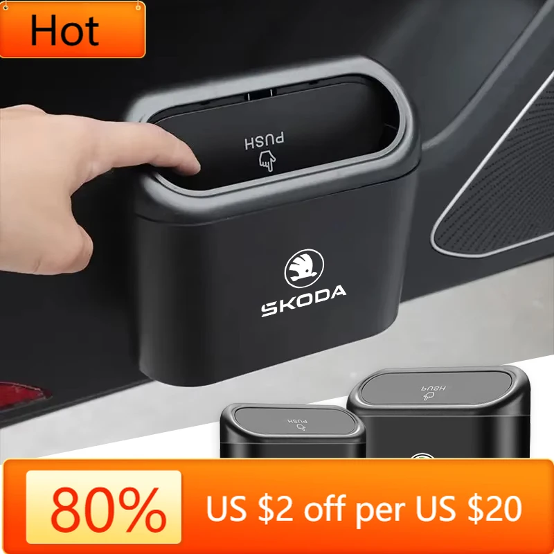 

Для Skoda, наклейка на автомобиль 2025, новый автомобильный мусорный бак, ящик для хранения мусора, автоаксессуары для Skoda Kylaq El!) Kodiaq Octavia Enyaq