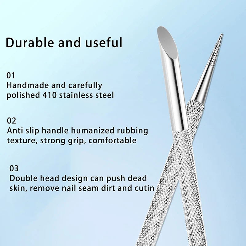 1PC Double-ended Stainless Steel Cuticle Pusher Nail Manicures Remover Manicure Sticks Tool for Nail Art