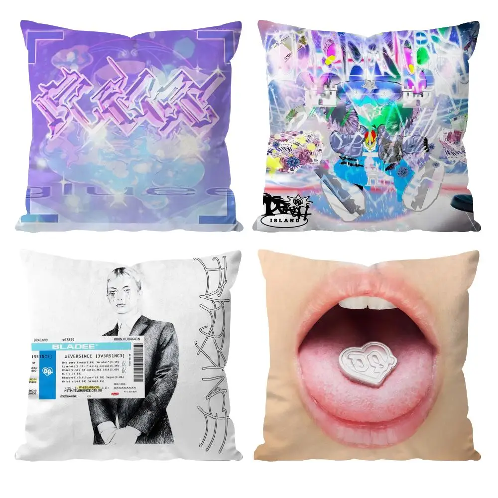 Bladee Album Cold Visions 333 Exeter Cushion Cover Pattern Printed Pillowcase for Living Room Sofa Cushion Cover & Bedroom Decor