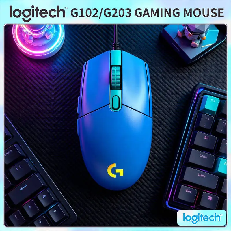 Logitech G102 Wired Gaming Mouse, 1ms Response Time, HERO Sensor, RGB Lighting, 6 Programmable Buttons for Mac/Windows Gamers