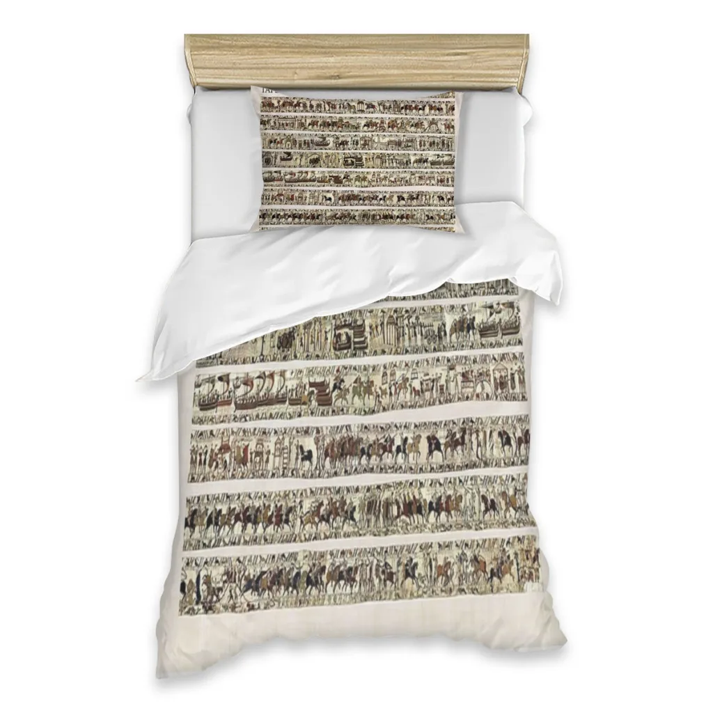 

The COMPLETE Bayeux Tapestry Single Bed Sheets Set Complete Case Single Linen Quilt Cover