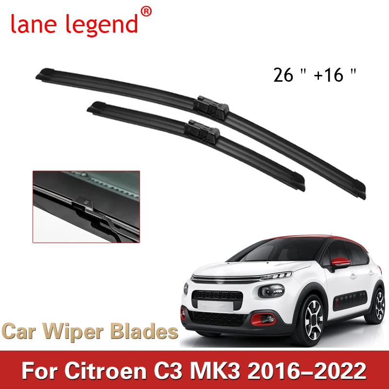 Lane Legend untuk Citroen C3 MK3 2016 2017 2018 2019 2020 2021 2022 pisau Wiper depan Aksesori pemotong