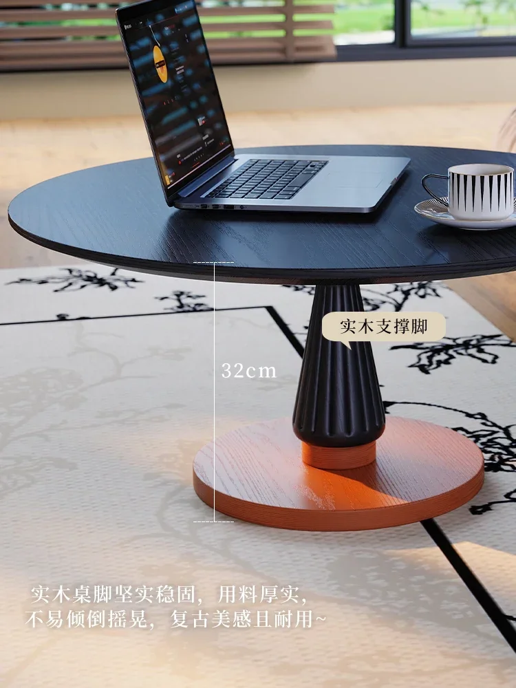 French retro solid wood coffee table living room home medieval American furniture size round combination coffee table