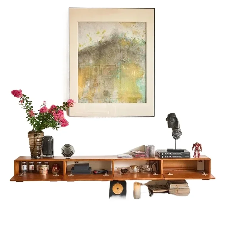 

French small mini suspended TV cabinet, small household flip TV cabinet