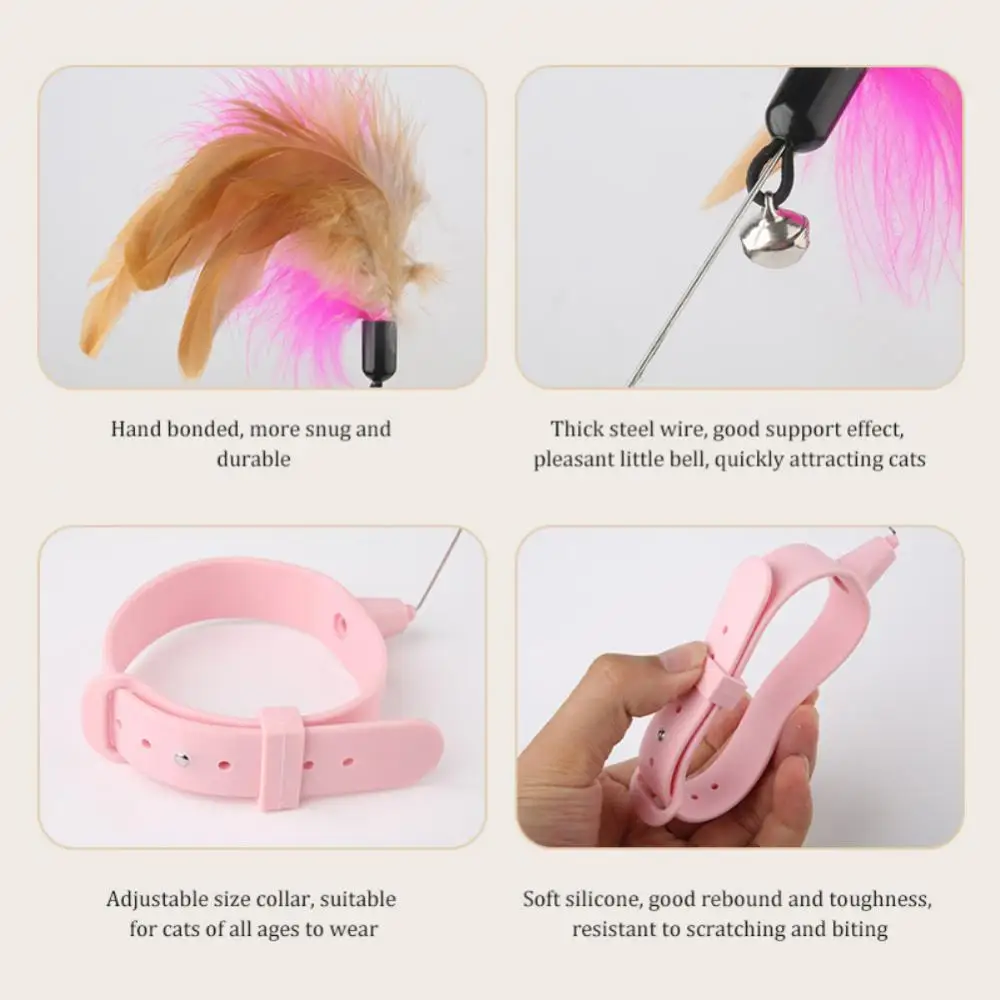 Cat Teasing Wand Self-help Cats Kitten Multifunctional Funny Interactive Cats Accessories Collar For Kittens Cat Fun Stick