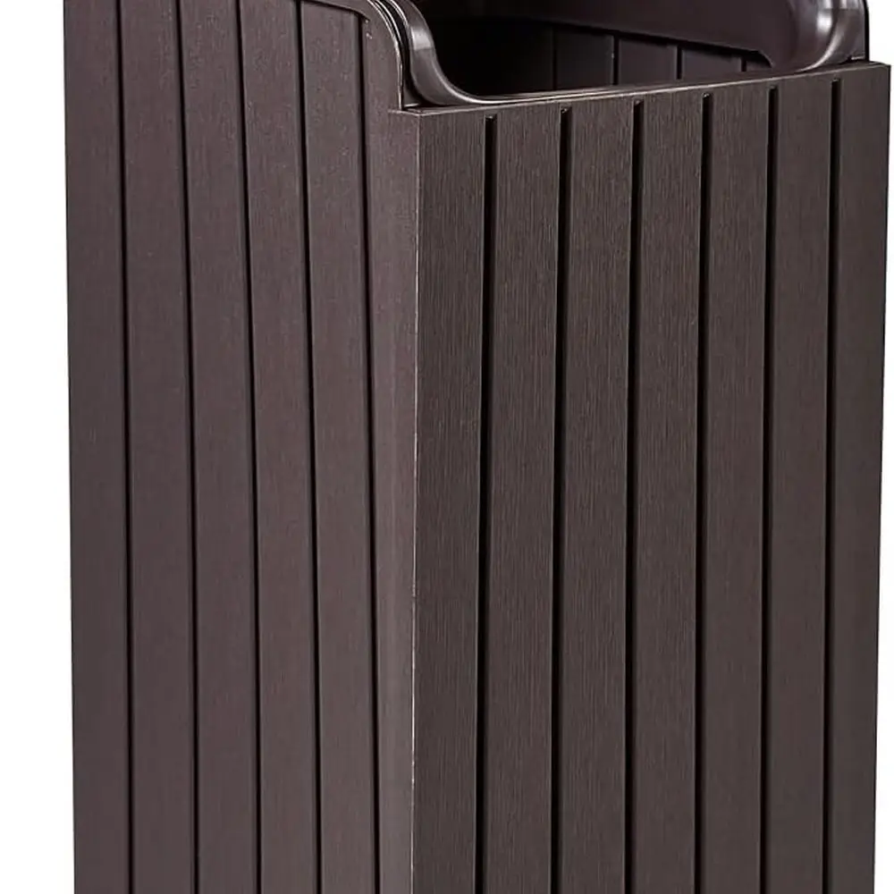 

Large 92.7L Brown Resin Trash Bin with Lid, Ideal for Patio and Outdoor Kitchen Use in Copenhagen Style