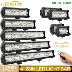 FI-Lighting 3Rows 4-28in LED Light Bar Off Road Accessories 4x4 Led Headlights 60W-480W Remote Wire Kit For Tractor ATVS Truck