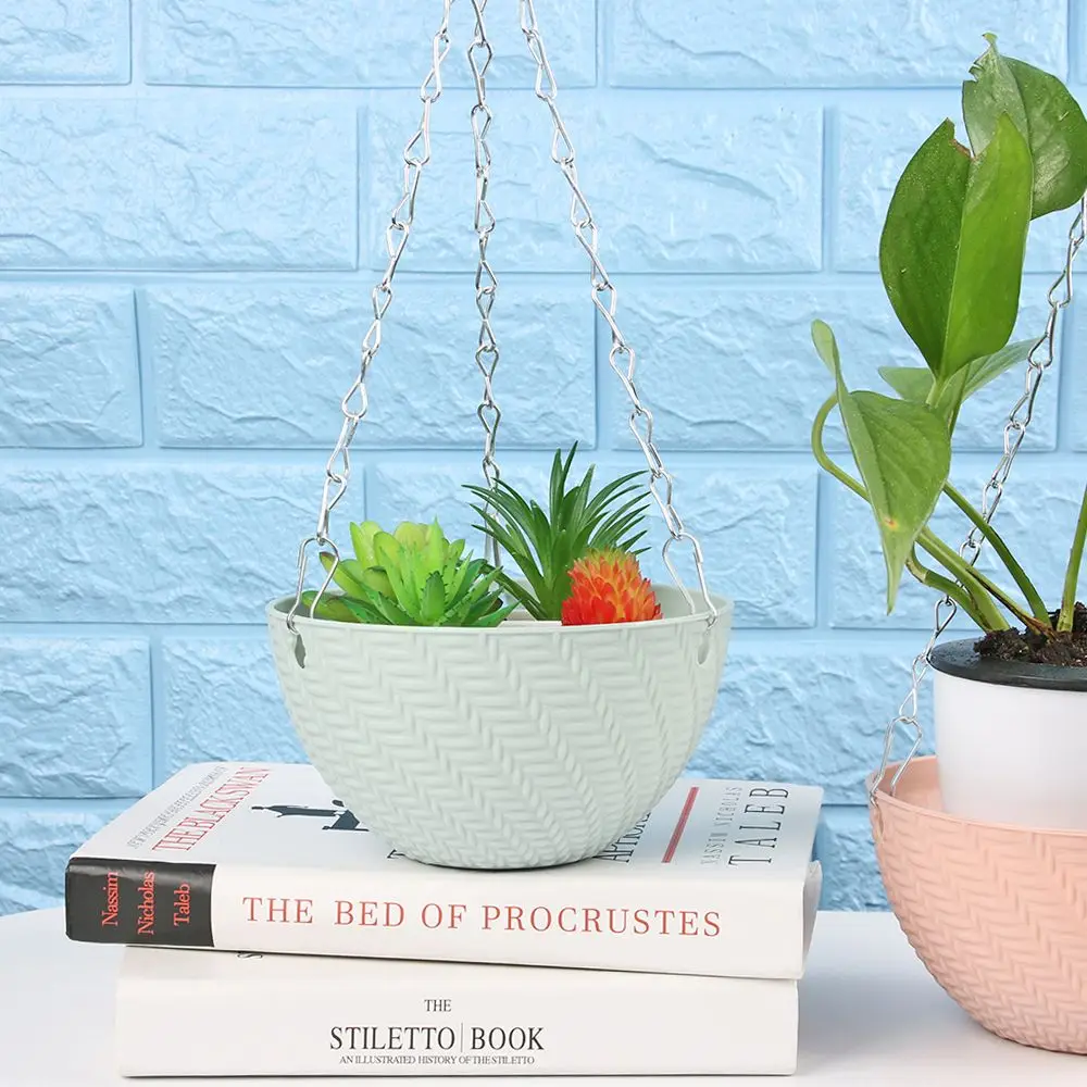 1 PC Fashion Succulent Plant Bracketplant Garden Decoration Hanging Basket Flower Pots Chains Flowerpot Rattan Pattern
