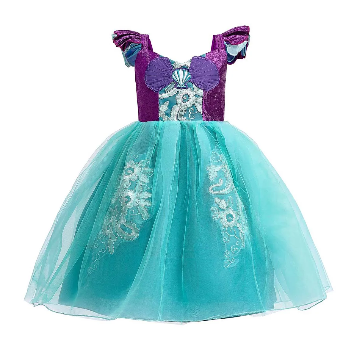 Vestido sereia com coroa e colar para meninas, Birthday Party, Princess Dress