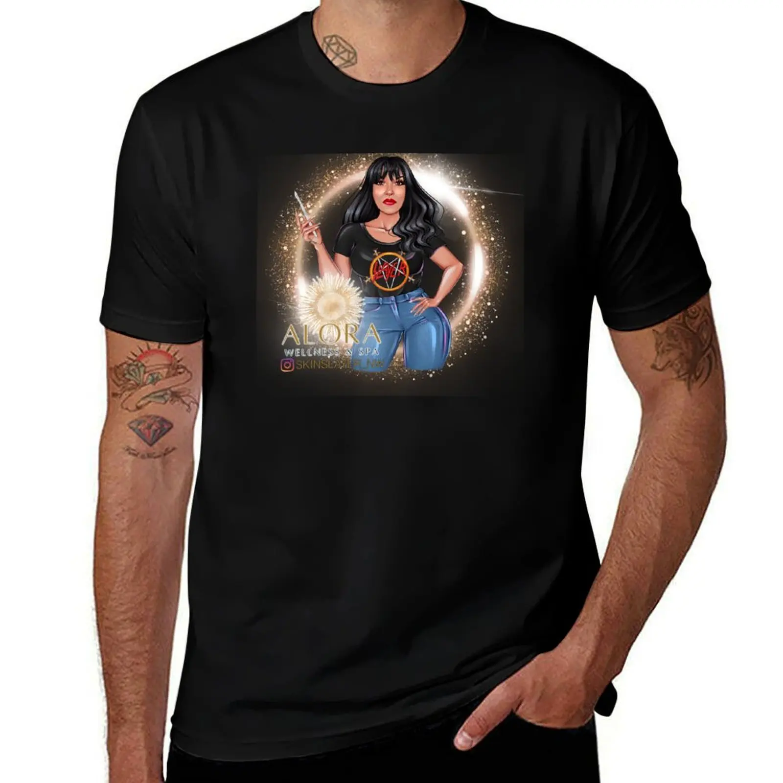 Alora sabel T-Shirt Vintage Print Crew Neck Tee T-Shirt
