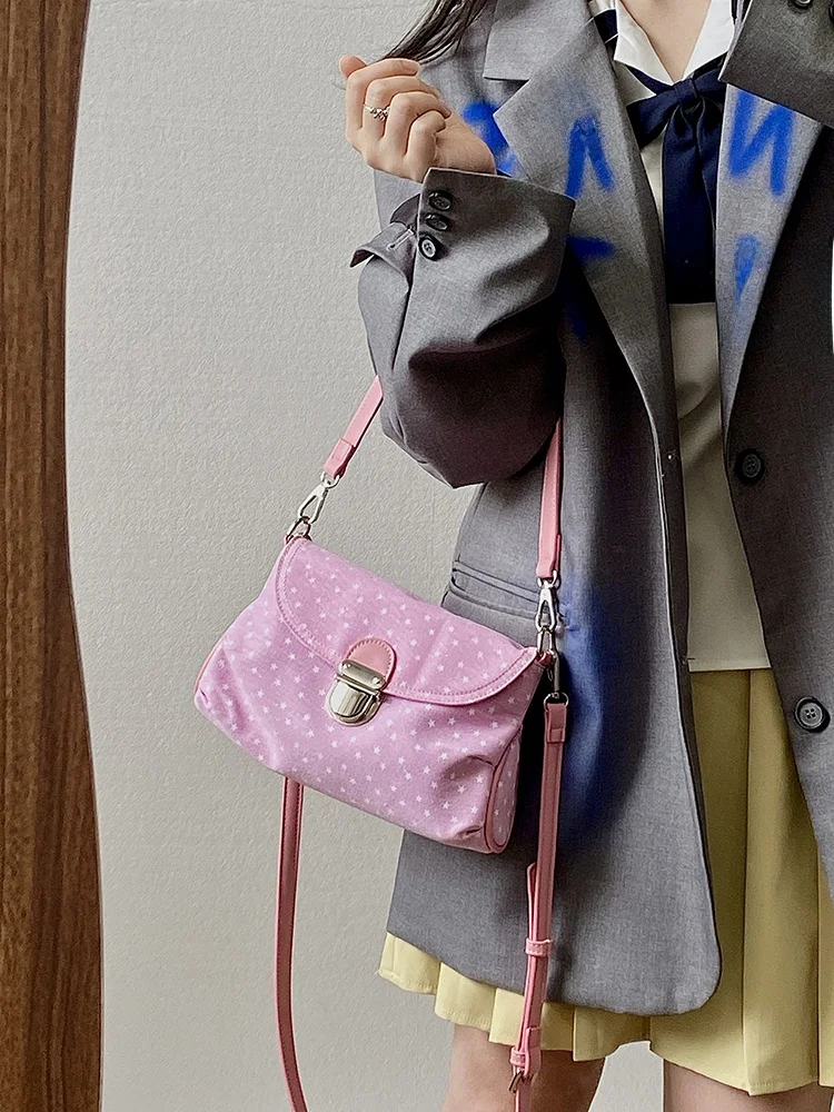 

Sweet Date Shopping Denim Retro Handbag Women's Bag Crossbody Shoulder Bag Deer 2026 New Style Korean Fashion Underarm Bag