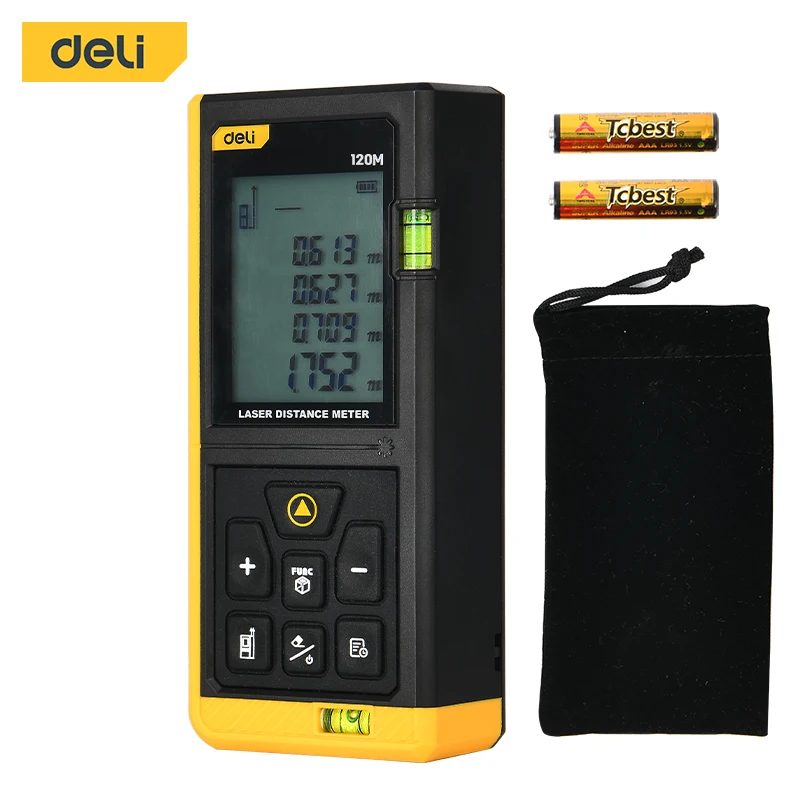 Deli Laser Distance Measure, 120m Maximum Measurement, 30 Sets of Numbers Storage, Data Accuracy Up To 3mm