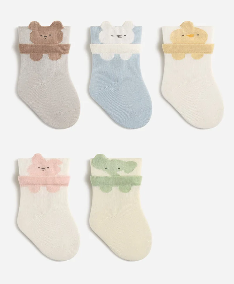 3 Pairs a Lot 0-3T Spring Baby Knee-high Socks Cute 5 Colors Toddler Boys Socks Cartoon Animal Girls In Tube Socks