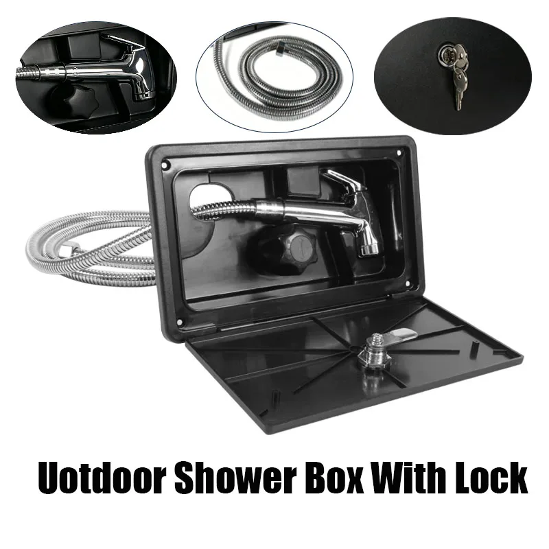 

Outdoor Shower Box Kit RV Exterior Shower Caravan with Lock and Hot/cold Single Knob Switch for Boat Yacht Camper Van Motorhome