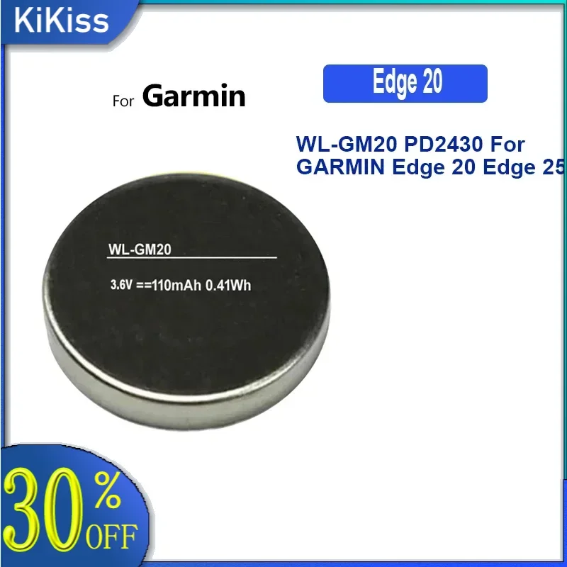 Battery LIR2430 WL-GM20 PD2430 For GARMIN Edge 20 25