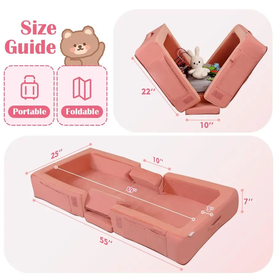 

Toddler Travel Bed, Folding Floor Cot for Travel, Portable Bed for Sleeping, Washable Toddler Cot