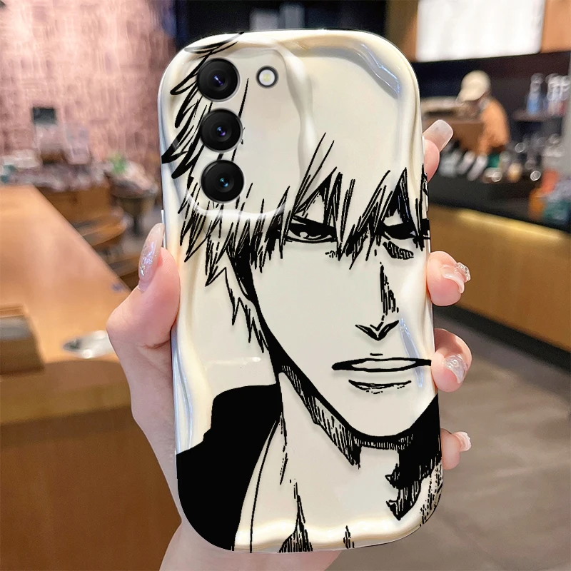 Anime Bleach Wave Case for Samsung Galaxy S24 S23 S22 S21 Ultra Plus S20 FE A73 A72 A71 A55 A54 5G A53 A52 A51 4G A50S A50 Cover