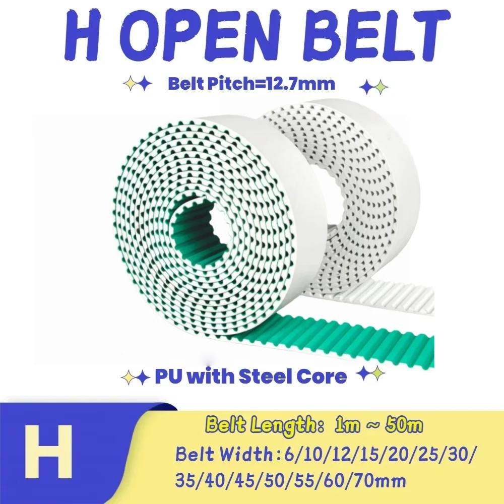 Polyurethane H Open Timing Belt with Steel Core 6mm-70mm Width 12.7mm Pitch Drive Belt for Machinery And Equipment