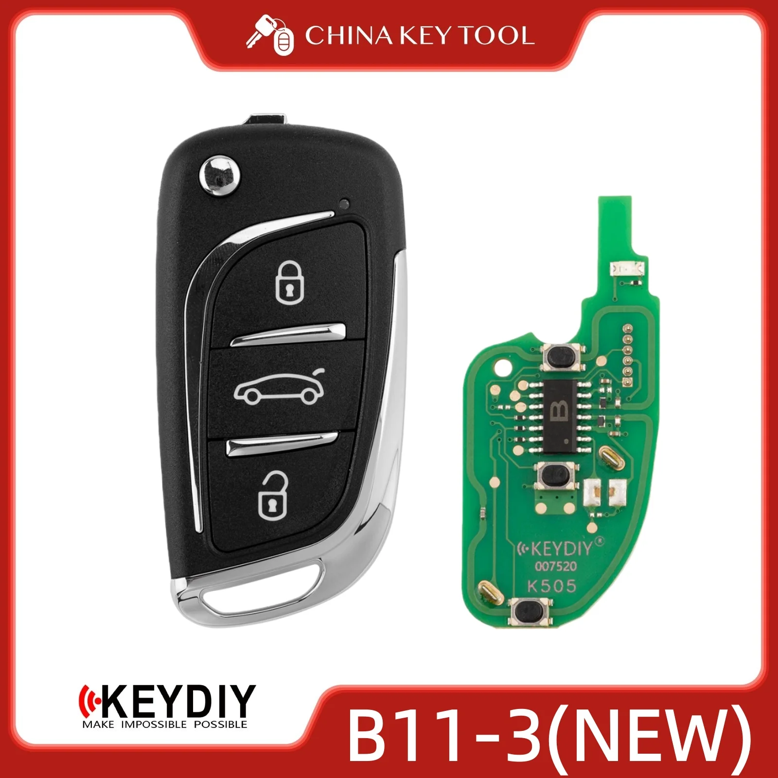 KEYDIY KD B11-3 (New) Universal Flip Remote Key 3 Buttons B Series