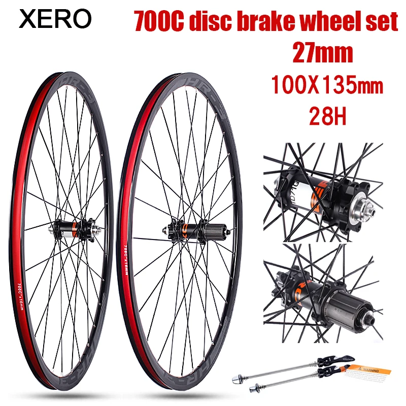 

XERO 700C highway bicycle wheel set disc brake direct pull bearing 28 hole 27mm high frame aluminum alloy wheel set